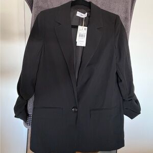 Mango Women’s Blazer Ruched Sleeves